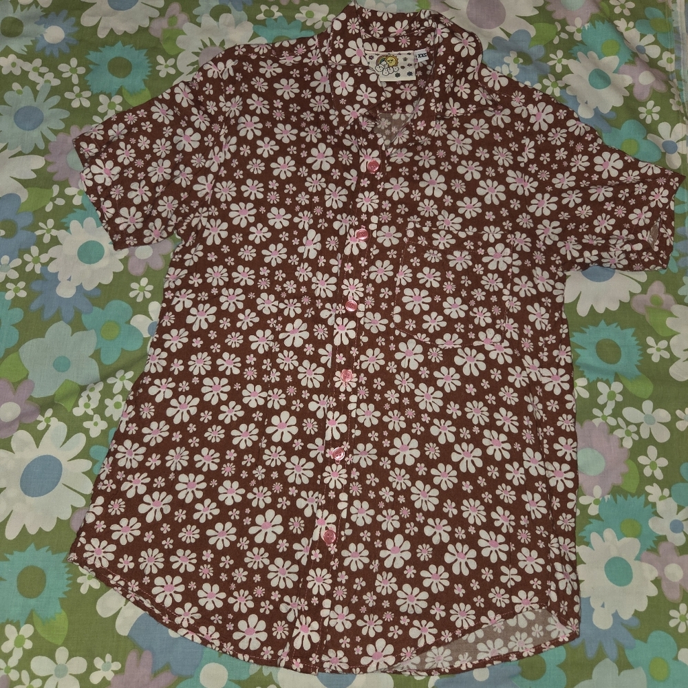 Big Bud Press Brown Floral Button Down Shirt Lazy Daisy